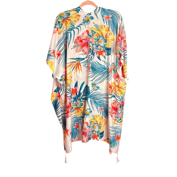 Floral Kimono with Tropical Print NWT OS - Picture 2 of 2